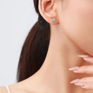 Lucky Four-Leaf Clovers Stud Earrings Clear Zircon Anti-allergy Earring