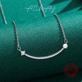 925 Silver Smile Pearl Pendant Necklace for Women Girls