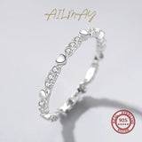 925 Silver Heart Clear CZ Stackable Rings Anti-allergy Fine Jewelry