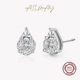 Zircon Water Drop 925 Silver Stud Earrings