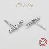 925 Silver CZ Line Stud Earrings Wedding Statement Jewelry