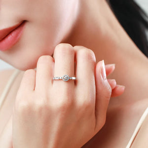 925 Silver Zircon Round Ring Women Wedding Jewelry