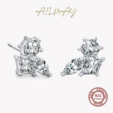Irregular Emerald Cut CZ Stud Earrings 925 Sterling Silver
