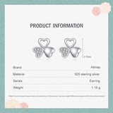 Real 925 Silver Clover CZ Stud Earrings Wedding Jewelry