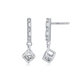 925 Silver CZ Dangle Earrings for Women Wedding Jewelry Gift