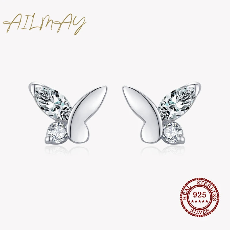 925 Sterling Silver Butterfly Stackable Star Stud Earrings