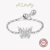 925 Silver Butterfly Chain Ring for Women