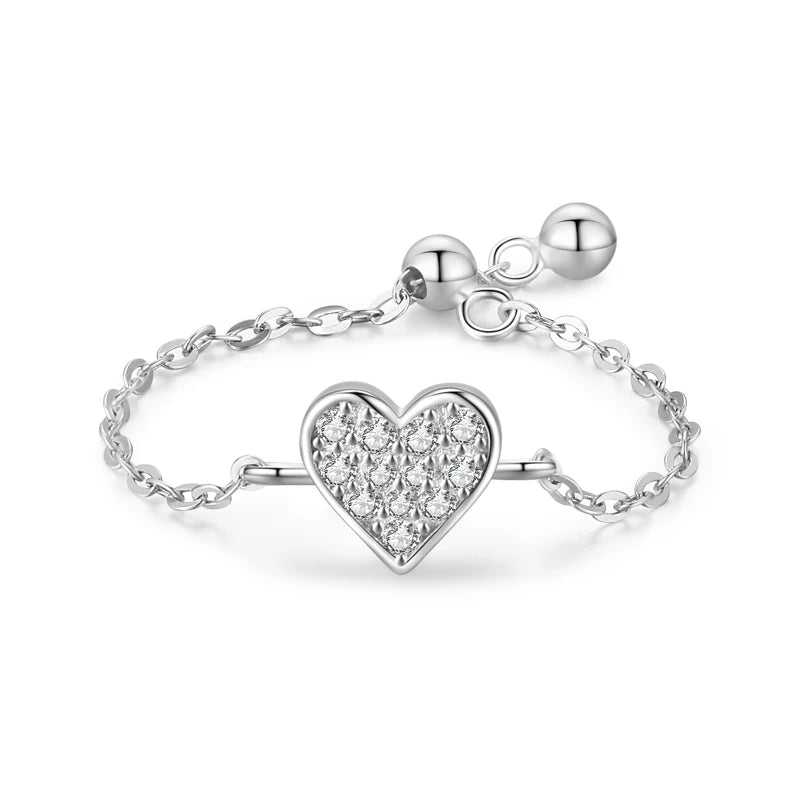 925 Silver Butterfly Chain Ring for Women