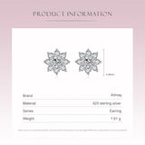 925 Sterling Silver Emerald Cut Clear Zircon Sunflower Earrings