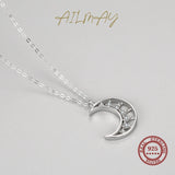 925 Silver Moon Pendant Necklace Clear CZ Girl Jewelry Gift