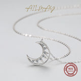 925 Silver Moon Pendant Necklace Clear CZ Girl Jewelry Gift