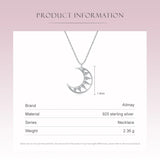 925 Silver Moon Pendant Necklace Clear CZ Girl Jewelry Gift