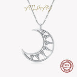 925 Silver Moon Pendant Necklace Clear CZ Girl Jewelry Gift