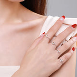 925 Sterling Silver 26 Letters Adjustable Chain Rings for Women Wedding Jewelry