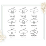 925 Sterling Silver 26 Letters Adjustable Chain Rings for Women Wedding Jewelry