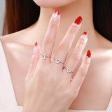 925 Sterling Silver 26 Letters Adjustable Chain Rings for Women Wedding Jewelry