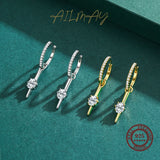 925 Silver CZ Hoop Earrings Women Wedding Jewelry