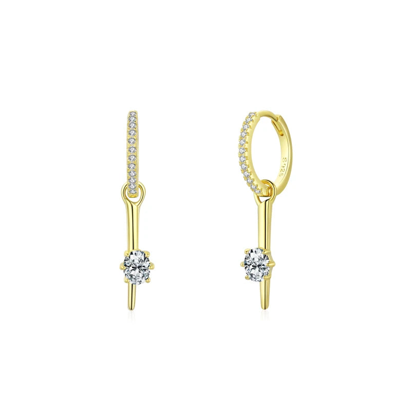 925 Silver CZ Hoop Earrings Women Wedding Jewelry