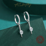 925 Silver CZ Hoop Earrings Women Wedding Jewelry