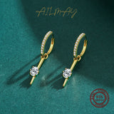 925 Silver CZ Hoop Earrings Women Wedding Jewelry