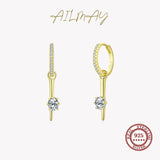 925 Silver CZ Hoop Earrings Women Wedding Jewelry