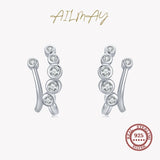 925 Silver Clear Zircon Stud Earrings Wedding Jewelry
