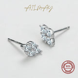 925 Sterling Silver Zircon Stud Earrings Statement Jewelry