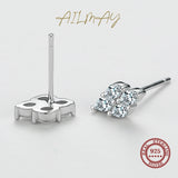 925 Sterling Silver Zircon Stud Earrings Statement Jewelry