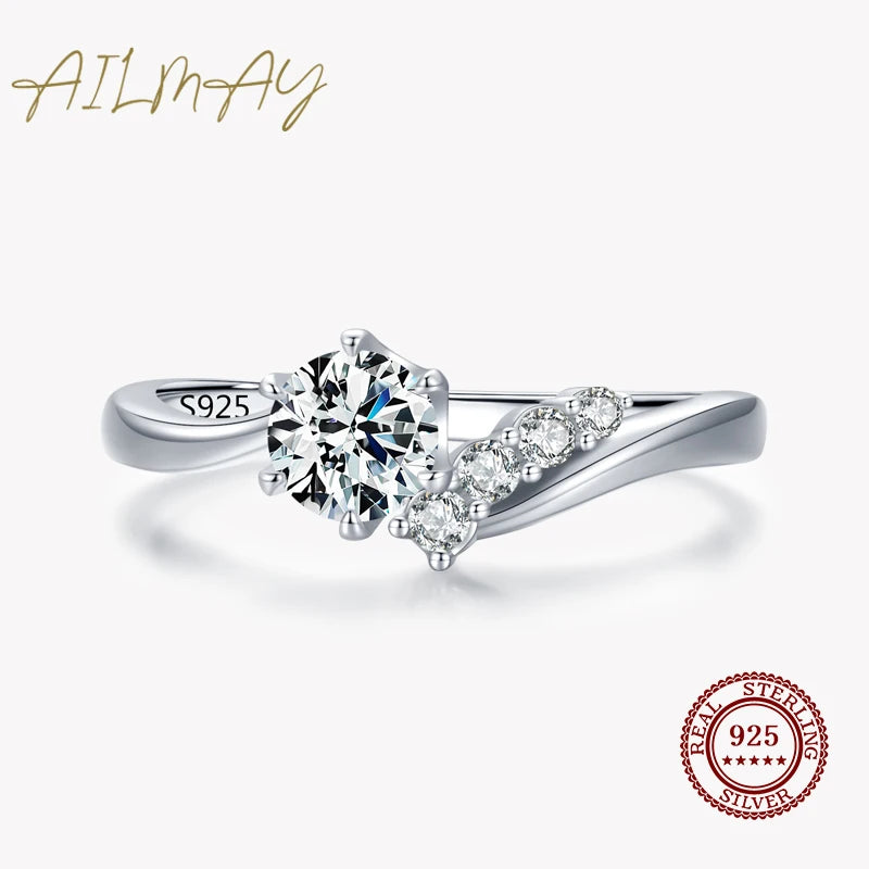 925 Sterling Silver Zircon Ring Arm Wedding Jewelry