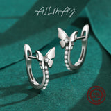 925 Silver Shining Butterflies Zircon Earrings Women Party Jewelry