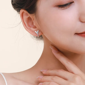 925 Silver Shining Butterflies Zircon Earrings Women Party Jewelry