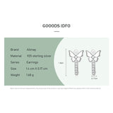 925 Silver Shining Butterflies Zircon Earrings Women Party Jewelry