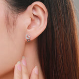 925 Silver Hearts Zircon Stud Earrings Women Gift Jewelry