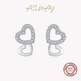 925 Silver Hearts Zircon Stud Earrings Women Gift Jewelry