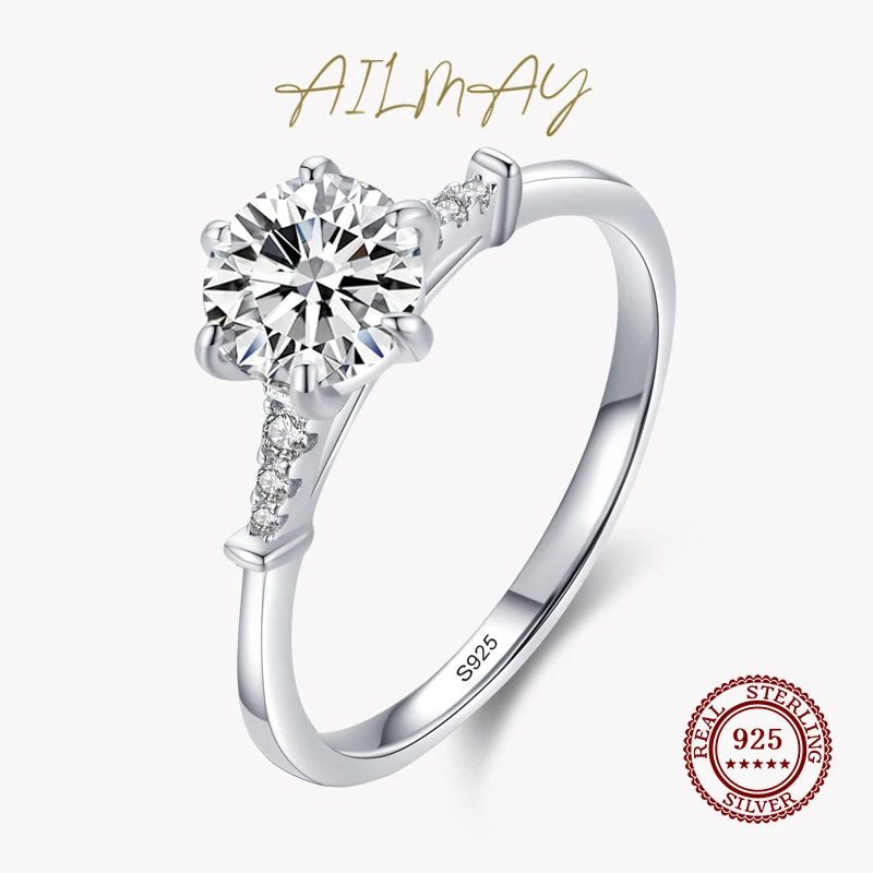 925 Silver Crown Zircon Finger Ring for Women Wedding