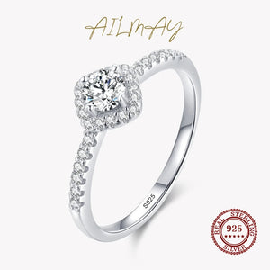 925 Silver CZ Square Princess Ring Wedding Jewelry