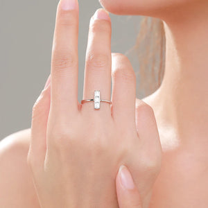 925 Silver Rectangle CZ Rings for Women Wedding Statement Jewelry