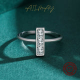 925 Silver Rectangle CZ Rings for Women Wedding Statement Jewelry