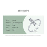 925 Silver Rectangle CZ Rings for Women Wedding Statement Jewelry