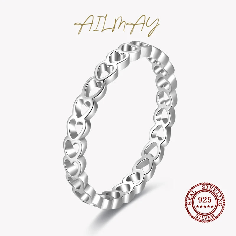 925 Silver Heart to Heart Stackable Ring For Women