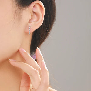 925 Silver Water Drop CZ Long Earrings Women Wedding Jewelry