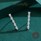 925 Silver Water Drop CZ Long Earrings Women Wedding Jewelry
