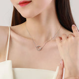 925 Silver Moon Pendant Zircon Necklace Women Jewelry