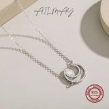 925 Silver Moon Pendant Zircon Necklace Women Jewelry