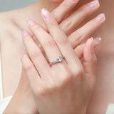 925 Silver CZ Rectangle Asymmetry Ring Wedding Jewelry