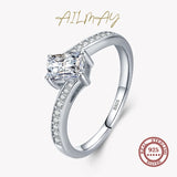 925 Silver CZ Rectangle Asymmetry Ring Wedding Jewelry
