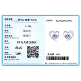 Heart Stud Earrings 925 Silver Clear Zircon Women Statement Jewelry