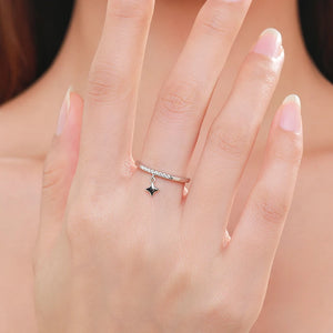 925 Silver Star Rings with Zircon Stackable Finger Ring for Women