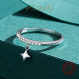 925 Silver Star Rings with Zircon Stackable Finger Ring for Women