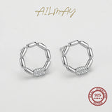 CZ Stud Earrings 925 Silver Geometric Fine Jewelry